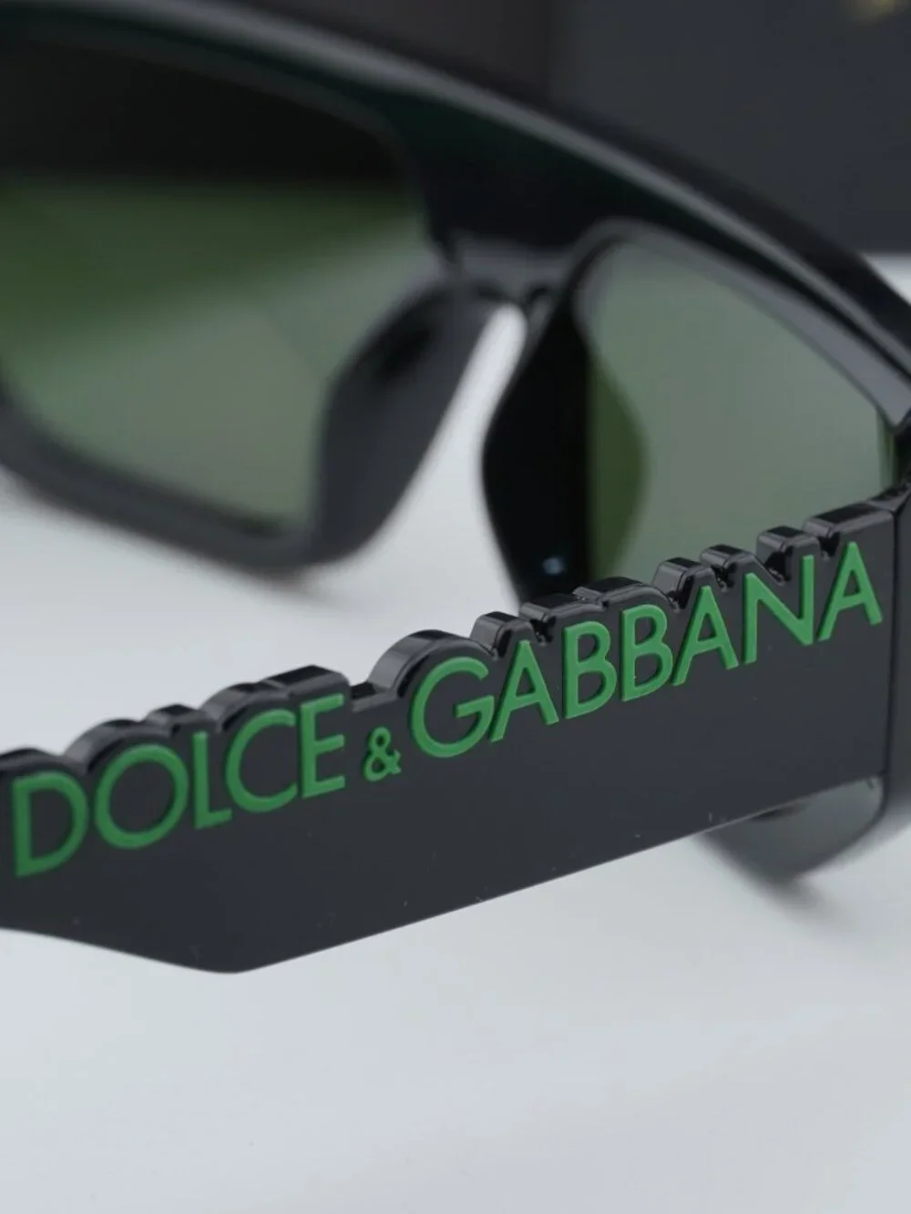 Dolce & Gabbana DG6203 501/71 Rectangle Sunglasses - Black/Green/Dark Green